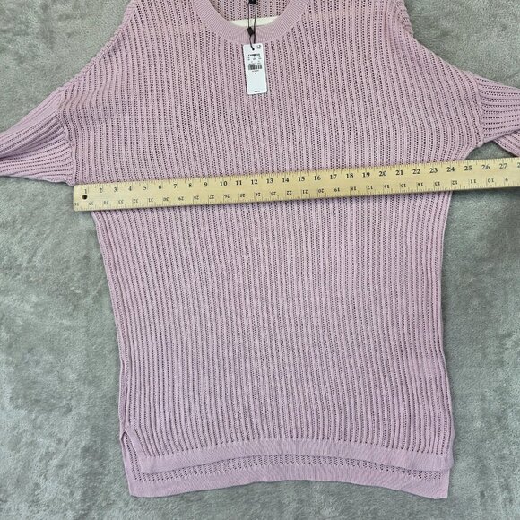 Express Sweater Womens Large Pink Light Purple Cotton Open Knit Tunic NWT - Picture 6 of 11